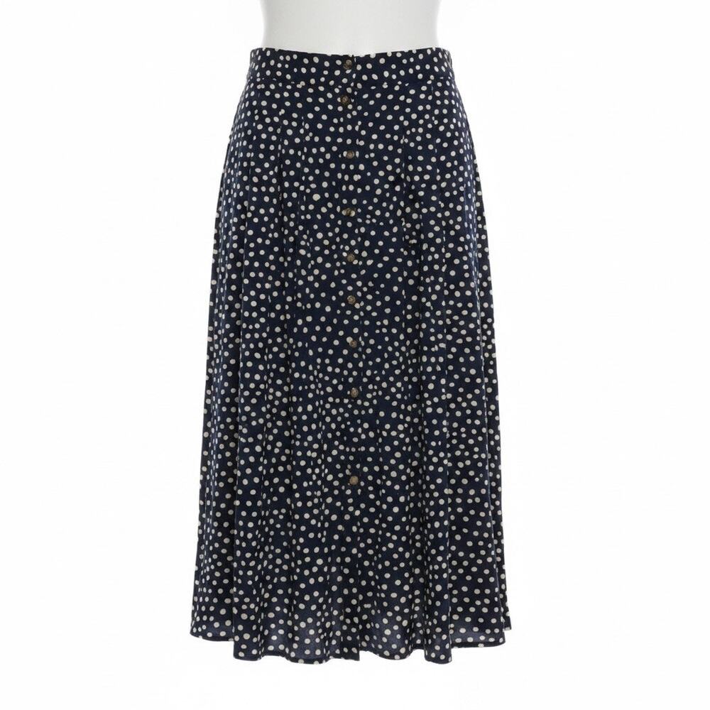 Vintage Kathie Lee Plus Navy Blue Polka Dot Button Front Midi Skirt 24W Retro